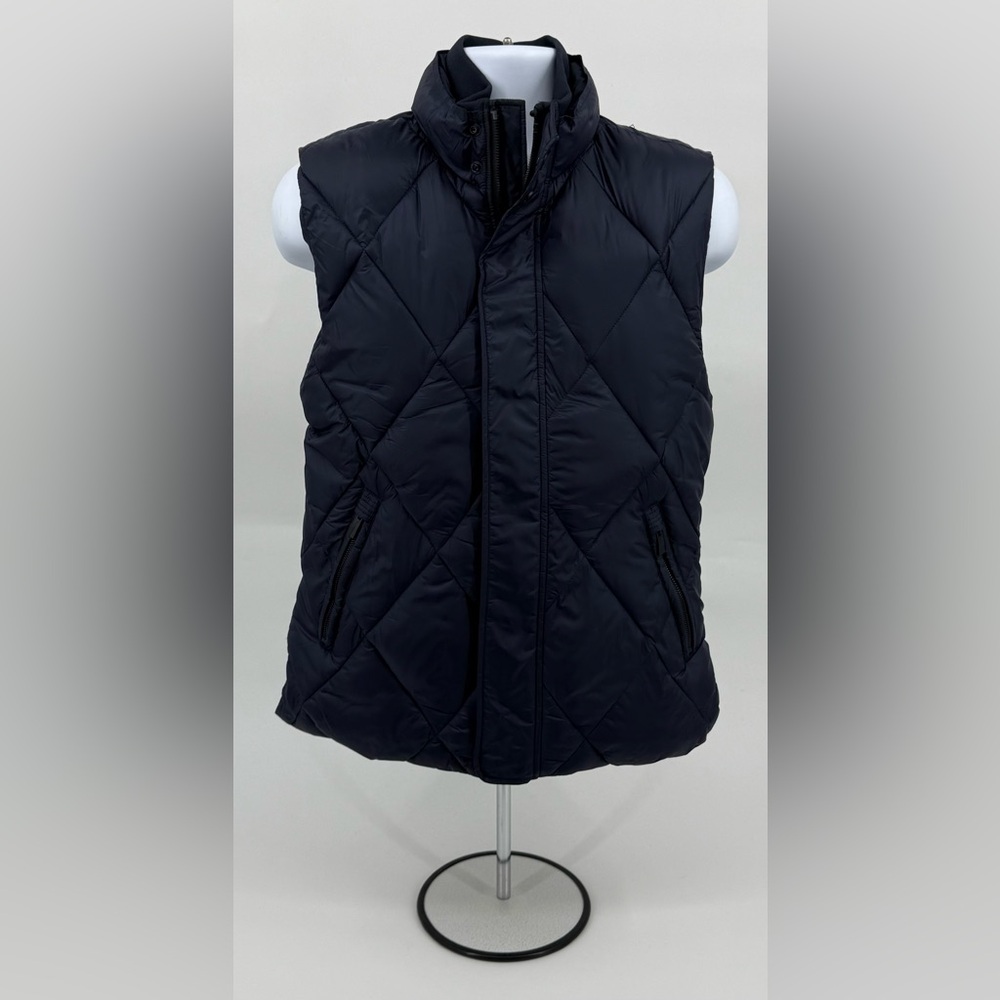 Zara Man Basic Navy‎ Blue Puffer Vest Men’s Medium M Diamond Stitch
